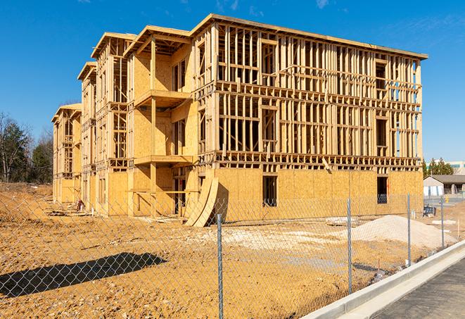 a snapshot of temporary chain link fences protecting a large construction project from unauthorized access in Ligonier IN